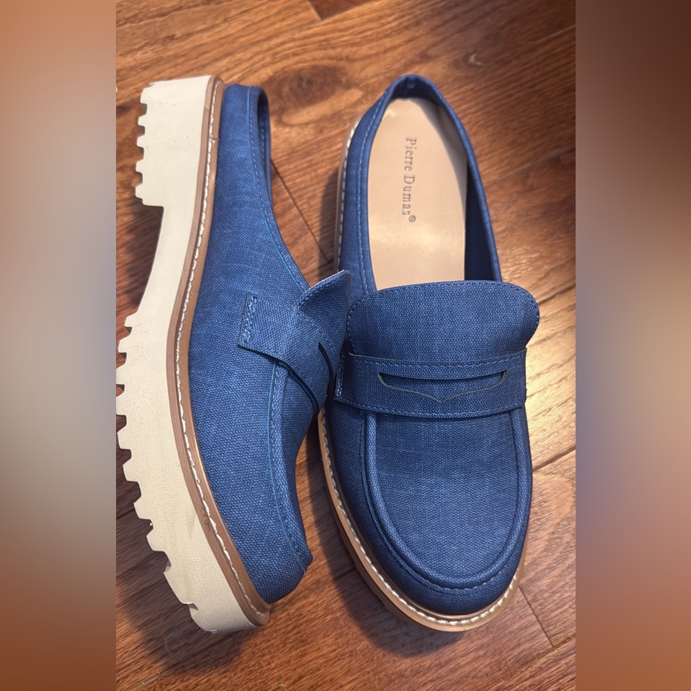 Pierre Dumas Denim Blue Slip-On Loafers